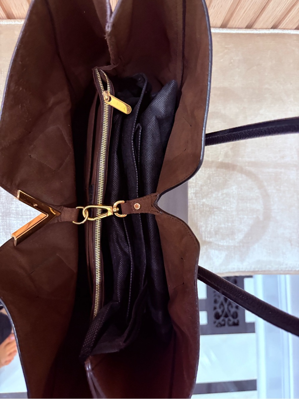 Inspired Black & Brown Two-Tone Leather Tote - Picture 5 of 6